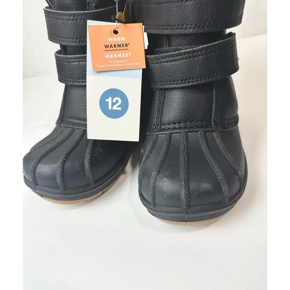 Toddler Denver Winter Boots - Cat & Jack Black Size 12 - Picture 4 of 9